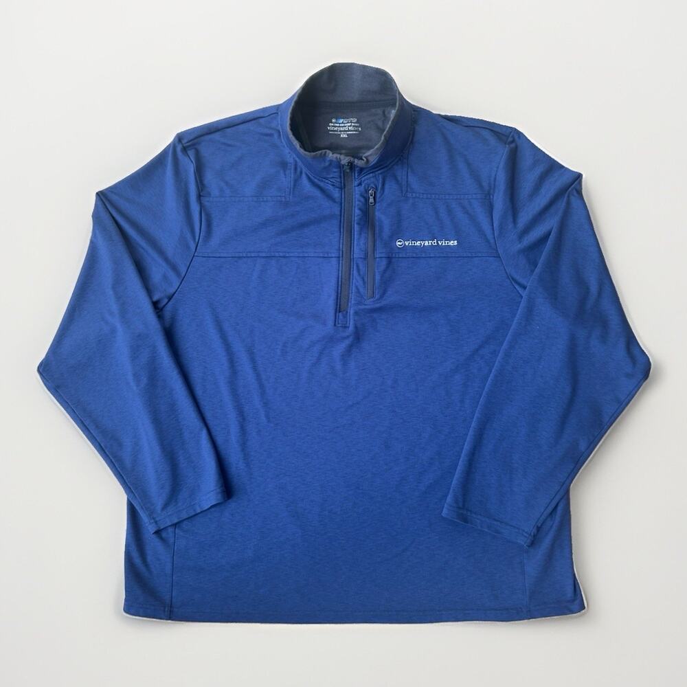Vineyard Vines On The Go Shep Shirt Men's Size XXL Blue 1/4 Zip Stretch Golf